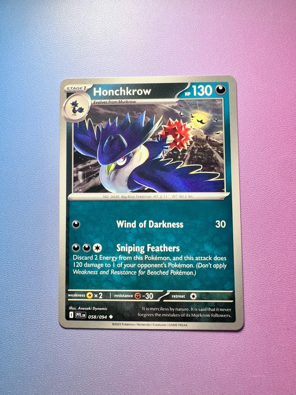 honchkrow - 058/094 (uncommon) — pokemon: phantasmal flames